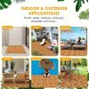 27pcs Deck Tiles - 11.8"x11.8" Interlocking Natural Solid Acacia Wood for Outdoor & Indoor, Patio Garden, Balcony, Poolside - Natural Color