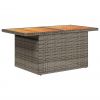 Garden Table Grey PE rattan, powder-coated steel, solid acacia wood