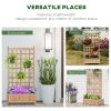 Wooden Raised Garden Bed with Trellis, Outdoor Planter Box with Drainage Crevices for Climbing Vine Plants Flowers, 24" x 12" x 49"