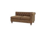 Reversible One Arm Loveseat Dark Coffee Breathable Leatherette Tufted 1pc Couch Living Room Furniture