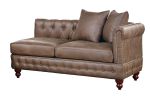 Reversible One Arm Loveseat Dark Coffee Breathable Leatherette Tufted 1pc Couch Living Room Furniture