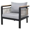 4 Pieces Outdoor Sectional Sofa Set 5-person Patio Seating Group with Cushions and a Coffee Table for Patios, Gardens, or Balcony, Grey