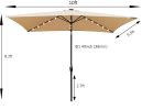 10 x 6.5t Rectangular Patio Solar LED Lighted Outdoor Market Umbrellas with Crank and Push Button Tilt for Garden Shade Swimming Poo