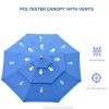 Outsunny 9FT 3 Tiers Patio Umbrella Outdoor Market Umbrella with Crank, Push Button Tilt for Deck, Backyard and Lawn, Dark Blue