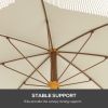 6.2' Beach Umbrella for Travel, Vent, Ruffles, Carry Bag, Portable Outdoor Umbrella for Garden, Light Gray