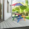 1PC Outdoor 4-Seat Kids Picnic Table Bench Set with Removable Umbrella