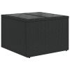 Garden Table Black PE Rattan, Powder-Coated Steel, Tempered Glass
