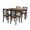 Eco-Friendly Solid Wood Dining Set - Sustainable Home & Restaurant Furniture with Black Metal Accents, Light Brown