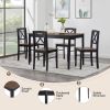 Eco-Friendly Solid Wood Dining Set - Sustainable Home & Restaurant Furniture with Black Metal Accents, Dark Brown
