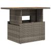 Garden Table Grey PE rattan, powder-coated steel, solid acacia wood