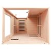 Hemlock Mini one person far infrared door on the Right of the indoor sauna room