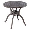 31.5" Cast Aluminum Table Patio Round Dining Table with Umbrella Hole