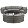 GO 9-Pieces Outdoor Half-moon Patio Sofa Set, Round Sofa Set, Modern Style Sofa, Gray Wicker