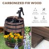 Outsunny 23" H Outdoor Water Fountain Wood and Metal Rustic Apple Barrel Pump Garden Decor for Outside Backyard