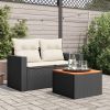 Garden Table Black and Brown PE Rattan Compact Durable