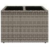 Garden Table Gray PE Rattan, Tempered Glass, Powder-Coated Steel