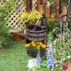 23" H Outdoor Water Fountain Wood and Plastic Rustic Apple Barrel Pump Garden Decor for Outside Backyard