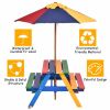 1PC Outdoor 4-Seat Kids Picnic Table Bench Set with Removable Umbrella