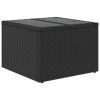 Garden Table Black PE Rattan, Powder-Coated Steel, Tempered Glass