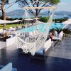 Hammock Chairs,Cotton Rope Sling with Tassel Beige for Indoor/Outdoor Home Patio Deck Yard Garden Reading Leisure Lounging
