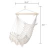 Hammock Chairs,Cotton Rope Sling with Tassel Beige for Indoor/Outdoor Home Patio Deck Yard Garden Reading Leisure Lounging