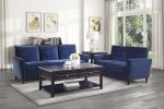 Blue Velvet Upholstery 1pc Comfort Loveseat Plush Seatbacks Tufted Detail Solid Wood Frame Modern Living Room Furniture