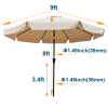 10 ft Patio Umbrella Market Table Round Umbrella Outdoor Garden with Crank and Push Button Tilt for Garden Deck Backyard Pool Shade Outside