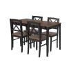 Eco-Friendly Solid Wood Dining Set - Sustainable Home & Restaurant Furniture with Black Metal Accents, Dark Brown