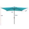 10 x 6.5Ft Rectangular Patio Solar LED Lighted Outdoor Market Umbrellas with Crank and Push Button Tilt for Garden Shade Swimming Pool