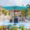 10 x 6.5Ft Rectangular Patio Solar LED Lighted Outdoor Market Umbrellas with Crank and Push Button Tilt for Garden Shade Swimming Pool