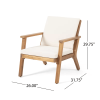 Temecula Outdoor Acacia Wood 4-Seater Chat Set_Loveseat&Coffee Table&2 Club Chairs - Brown Patina Finish + Cream Cushion