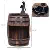 Outsunny 23" H Outdoor Water Fountain Wood and Metal Rustic Apple Barrel Pump Garden Decor for Outside Backyard