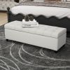 Upholstered Storage Ottoman Bench, Entryway Bench, End of Bed Bench, Ottoman Foot Rest for Living Room Bedroom, Light Grey 50.75" Length
