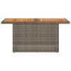 Garden Table Grey PE rattan, powder-coated steel, solid acacia wood
