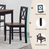 Eco-Friendly Solid Wood Dining Set - Sustainable Home & Restaurant Furniture with Black Metal Accents, Dark Brown