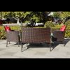 Four-Piece Sofa Set Table With Sofa Chair PE Rattan Outdoor Furniture HY4-001 Box *1 With Sapphire Blue Color Cushion