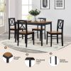Eco-Friendly Solid Wood Dining Set - Sustainable Home & Restaurant Furniture with Black Metal Accents, Light Brown