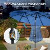 Double-sided Patio Umbrella, 9.5' Outdoor Umbrella with Push Button Tilt and Crank, 3 Air Vents and 12 Ribs, Navy Blue