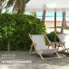 6.2' Beach Umbrella for Travel, Vent, Ruffles, Carry Bag, Portable Outdoor Umbrella for Garden, Light Gray