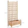 Wooden Raised Garden Bed with Trellis, Outdoor Planter Box with Drainage Crevices for Climbing Vine Plants Flowers, 24" x 12" x 49"