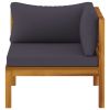 6 Piece Patio Lounge Set with Cushion Solid Acacia Wood