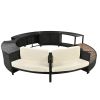 Spa Surround Spa Frame Patio Rattan Sofa Set with Storage Spaces, Mini Sofa and Comfortable Cushion for Patio,Backyard, Beige