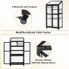 TOPMAX 62inch Height Wood Large Greenhouse Balcony Portable Cold Frame with Wheels and Adjustable Shelves for Outdoor Indoor Use, Black