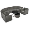 GO 9-Pieces Outdoor Half-moon Patio Sofa Set, Round Sofa Set, Modern Style Sofa, Gray Wicker