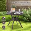 31.5" Cast Aluminum Table Patio Round Dining Table with Umbrella Hole