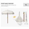 6.2' Beach Umbrella for Travel, Vent, Ruffles, Carry Bag, Portable Outdoor Umbrella for Garden, Light Gray