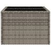 Garden Table Gray PE Rattan, Tempered Glass, Powder-Coated Steel
