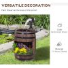 Outsunny 23" H Outdoor Water Fountain Wood and Metal Rustic Apple Barrel Pump Garden Decor for Outside Backyard