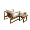 U_STYLE Acacia Wood Outdoor Lounge Set - Chair & Ottoman, Perfect for Patios, Balconies, and Gardens