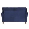 Blue Velvet Upholstery 1pc Comfort Loveseat Plush Seatbacks Tufted Detail Solid Wood Frame Modern Living Room Furniture